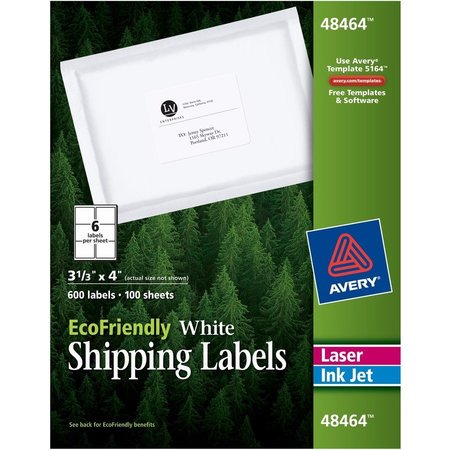 AVERY Label, Rcycld, 3.3X4,600Ct 5PK AVE48464